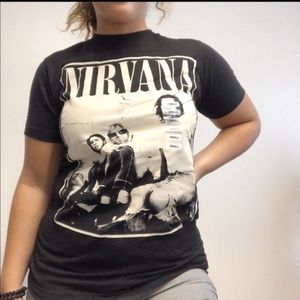 Nirvana Black Sitting Band Tee  Kurt Cobain  90's